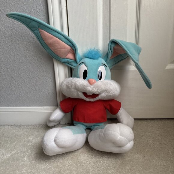 Talking BUSTER BUNNY Vintage 1990s Pull String Plush 17" - Tiny Toons Playskool - Picture 2 of 16